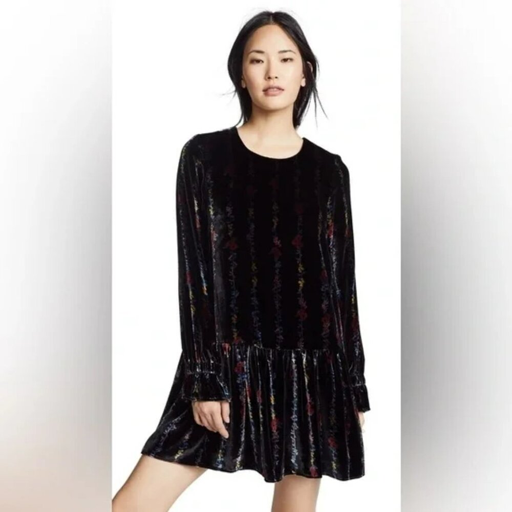 Milly Velvet Mini Dress with Colorful Details